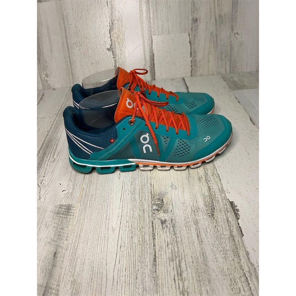 On Running Teal and Orange Sneakers